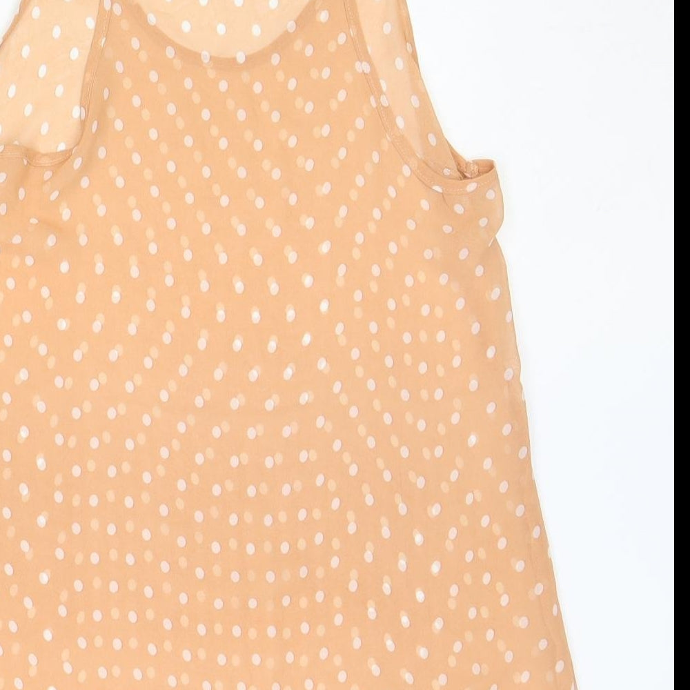 FOREVER 21 Womens Pink Polka Dot Polyester Basic Tank Size S Scoop Neck