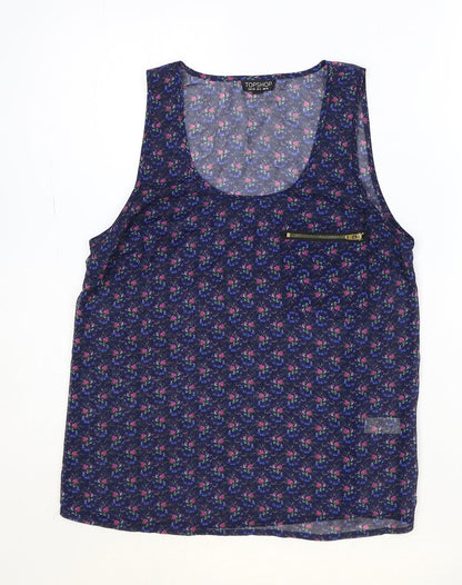 Womens UK Size 10 Topshop Blue Basic Tank
