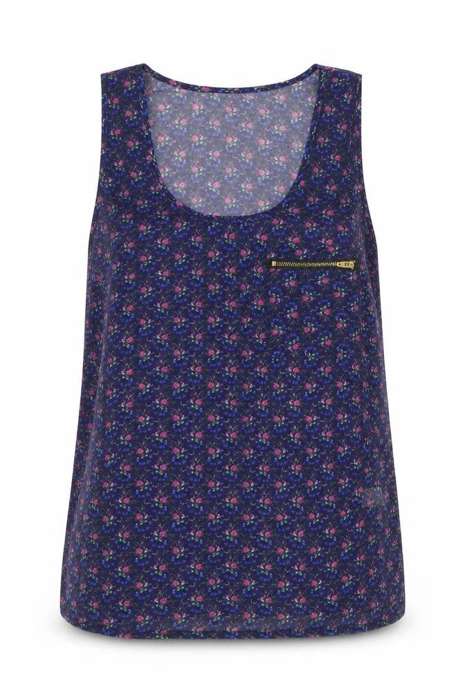 Womens UK Size 10 Topshop Blue Basic Tank