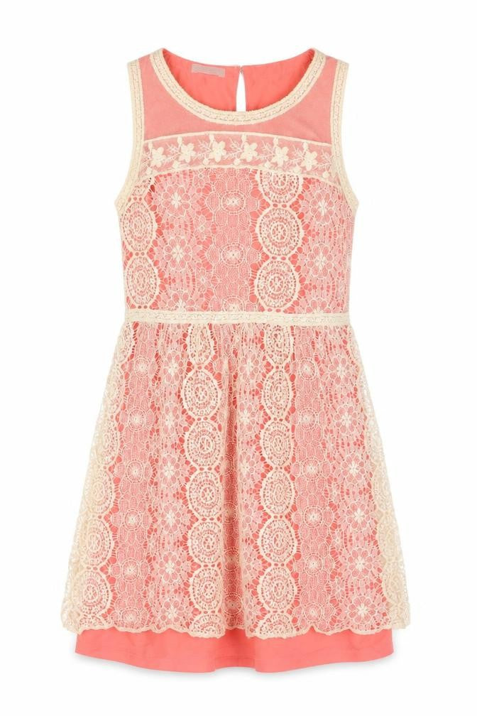 Promod Womens Pink Geometric Nylon A-Line Size 12 Round Neck Button
