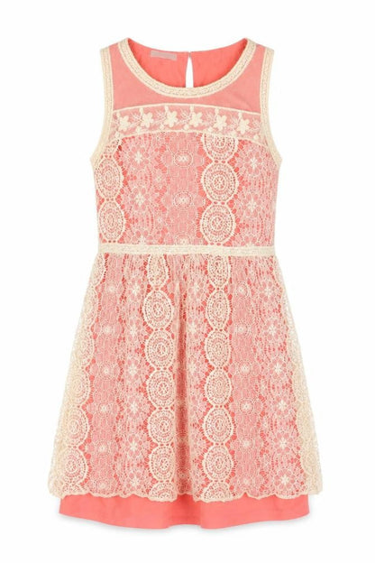 Promod Womens Pink Geometric Nylon A-Line Size 12 Round Neck Button