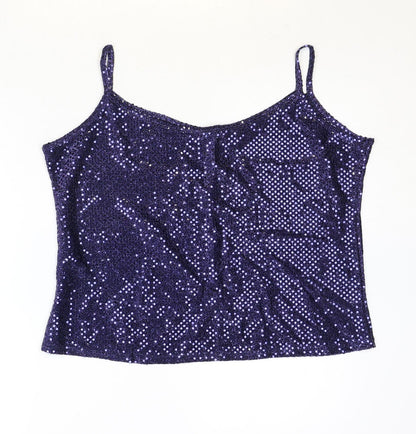 Womens UK Size 2XL Preworn Blue Basic Tank