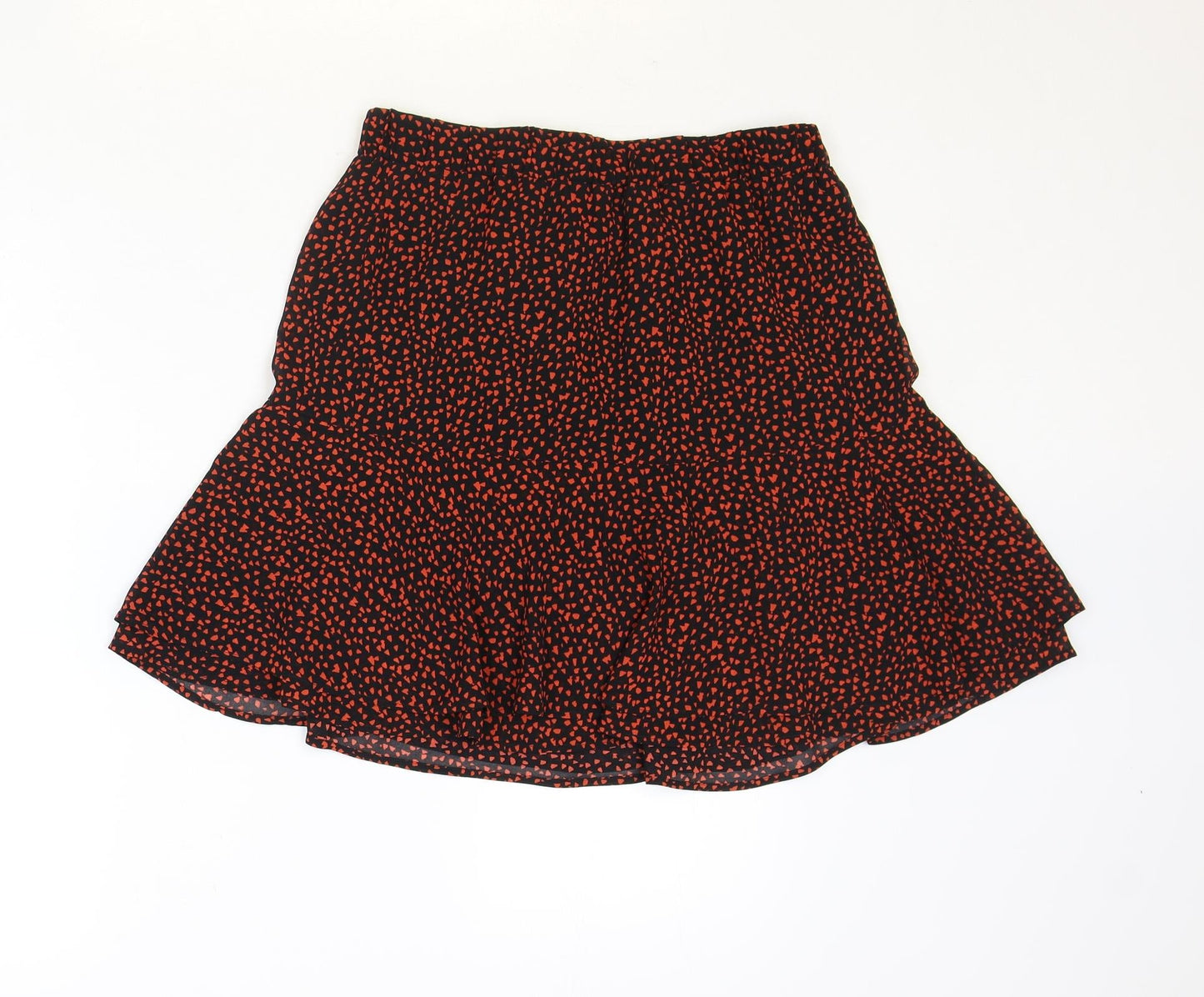 Marks and Spencer Womens Black Geometric Polyester Skater Skirt Size 10