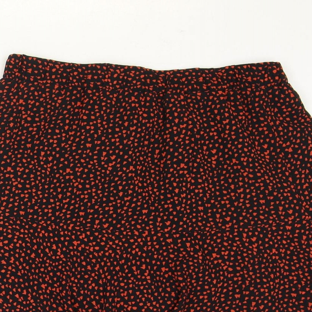 Marks and Spencer Womens Black Geometric Polyester Skater Skirt Size 10