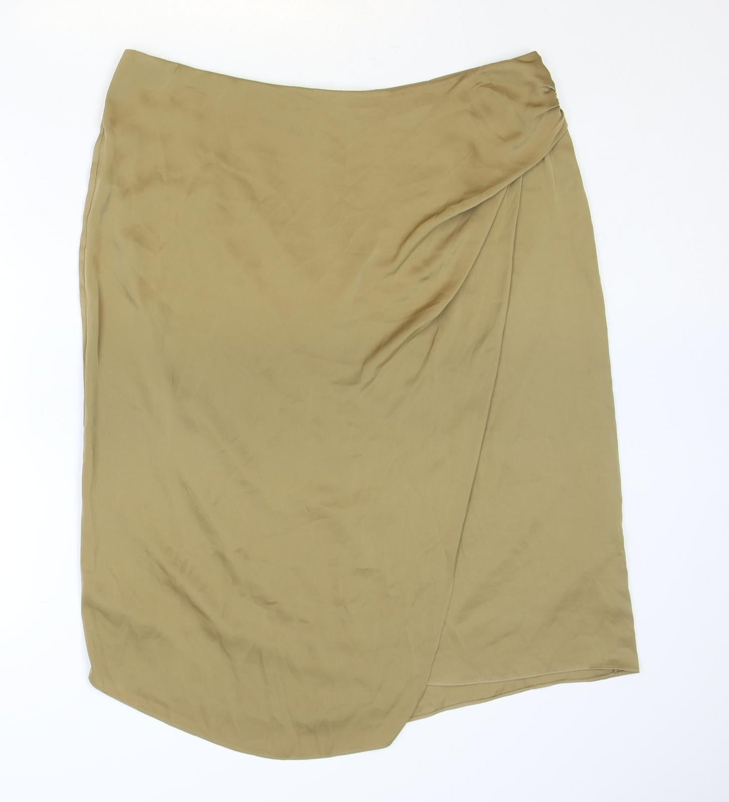 Marks and Spencer Womens Brown Polyester A-Line Skirt Size 20 Zip