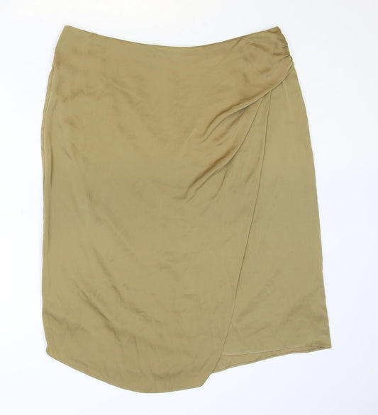 Marks and Spencer Womens Brown Polyester A-Line Skirt Size 20 Zip