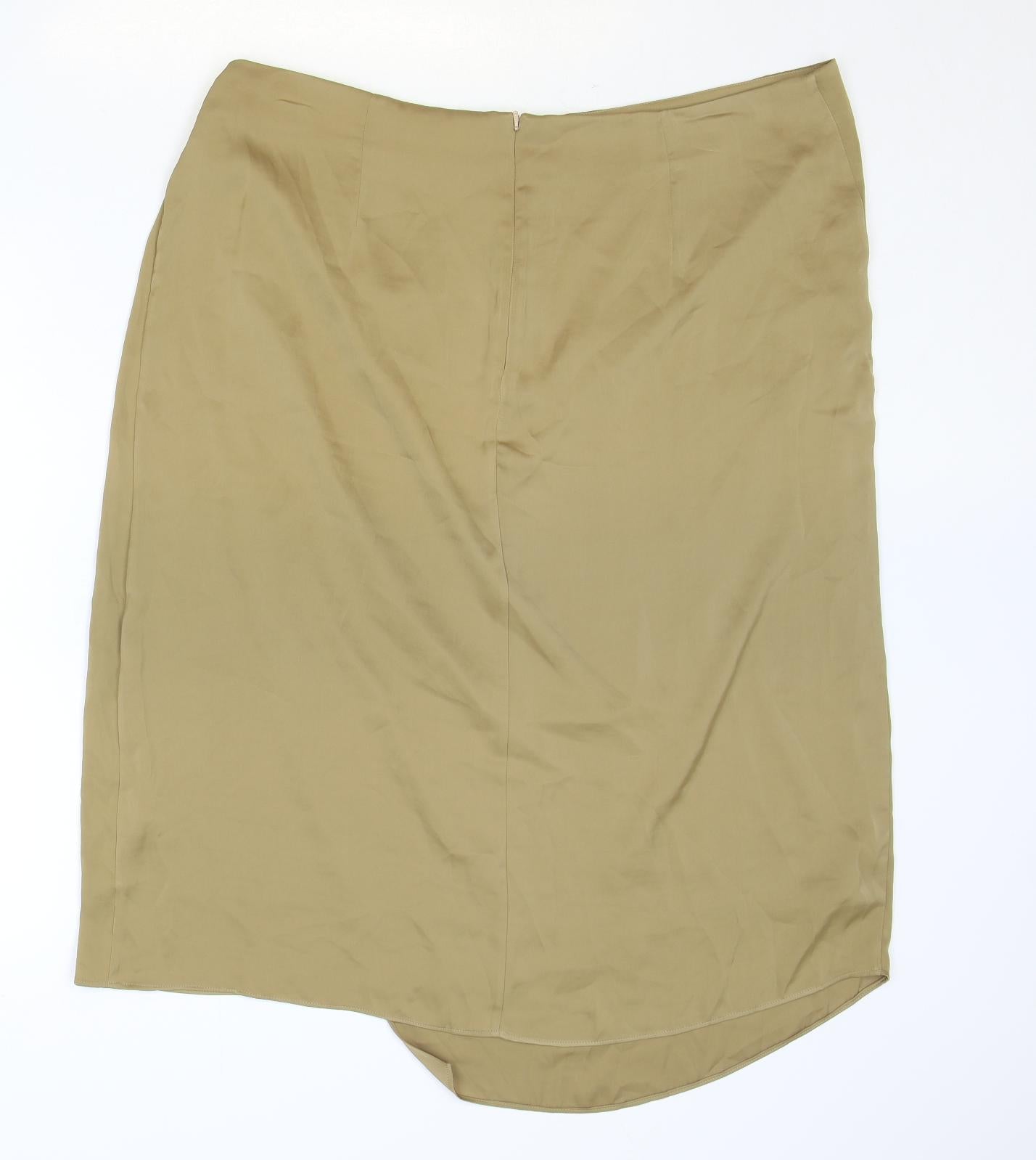 Marks and Spencer Womens Brown Polyester A-Line Skirt Size 20 Zip