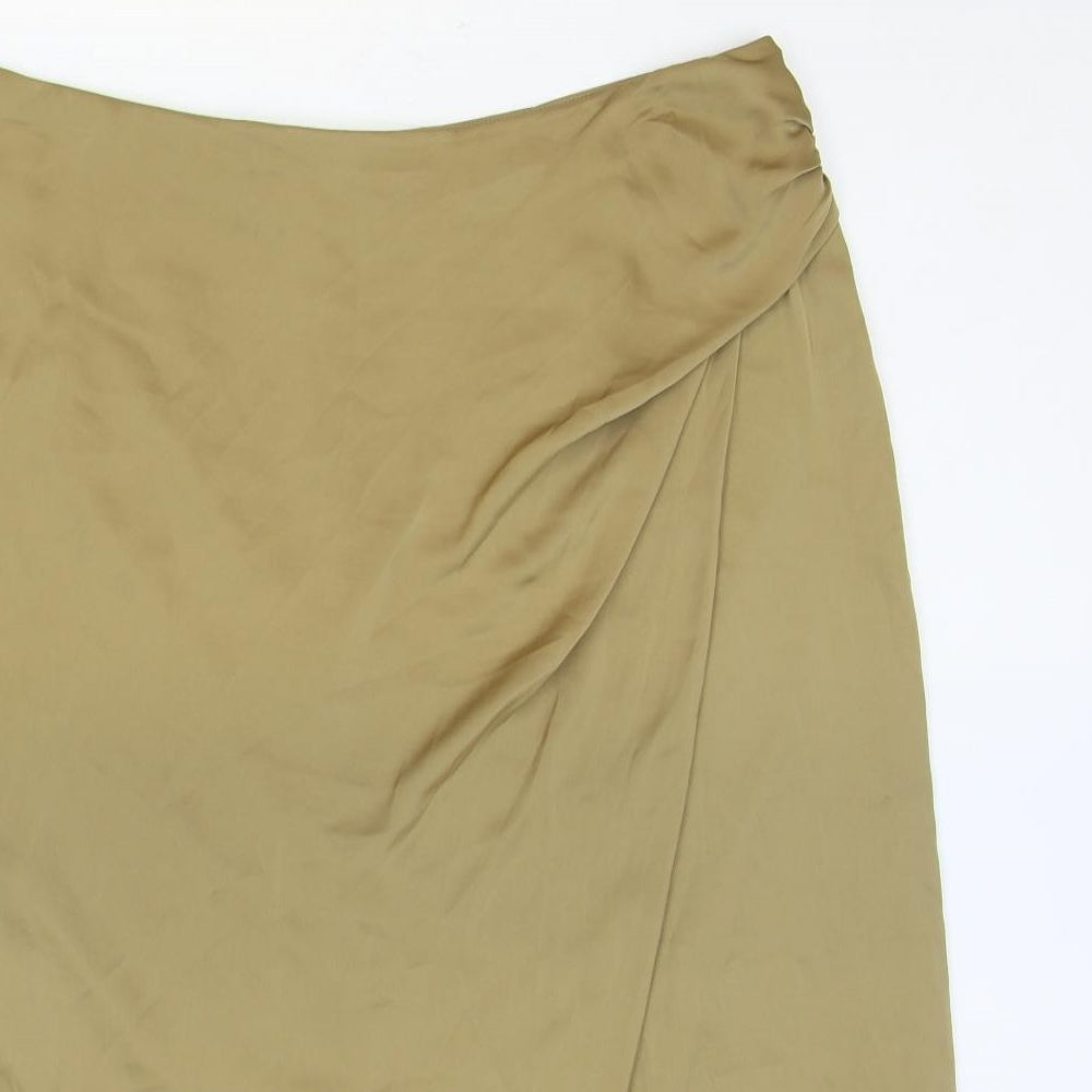 Marks and Spencer Womens Brown Polyester A-Line Skirt Size 20 Zip