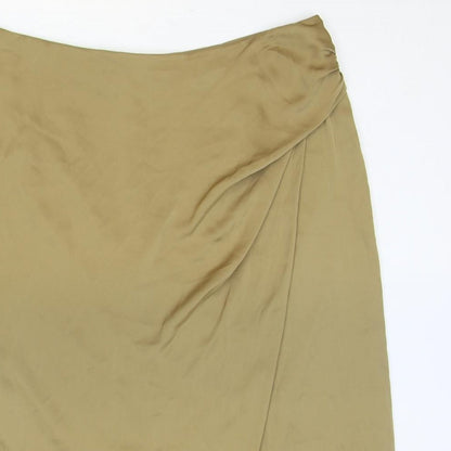 Marks and Spencer Womens Brown Polyester A-Line Skirt Size 20 Zip