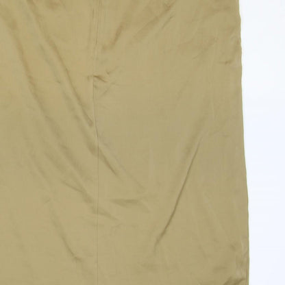 Marks and Spencer Womens Brown Polyester A-Line Skirt Size 20 Zip
