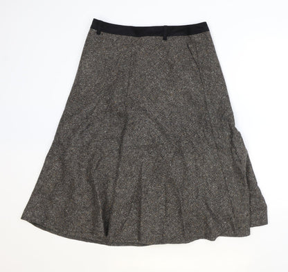 Gerry Weber Womens Brown Cotton Swing Skirt Size 12 Zip