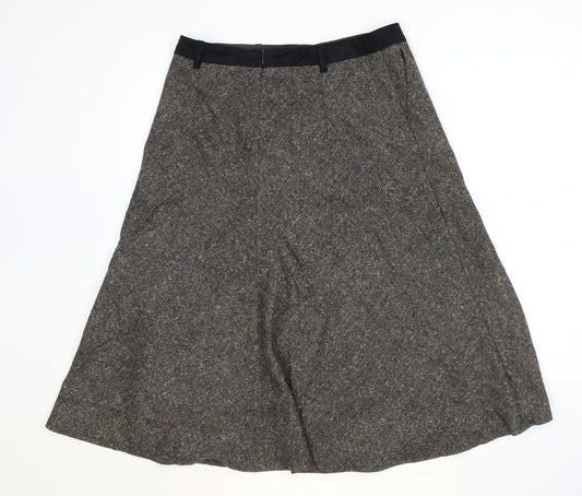 Gerry Weber Womens Brown Cotton Swing Skirt Size 12 Zip