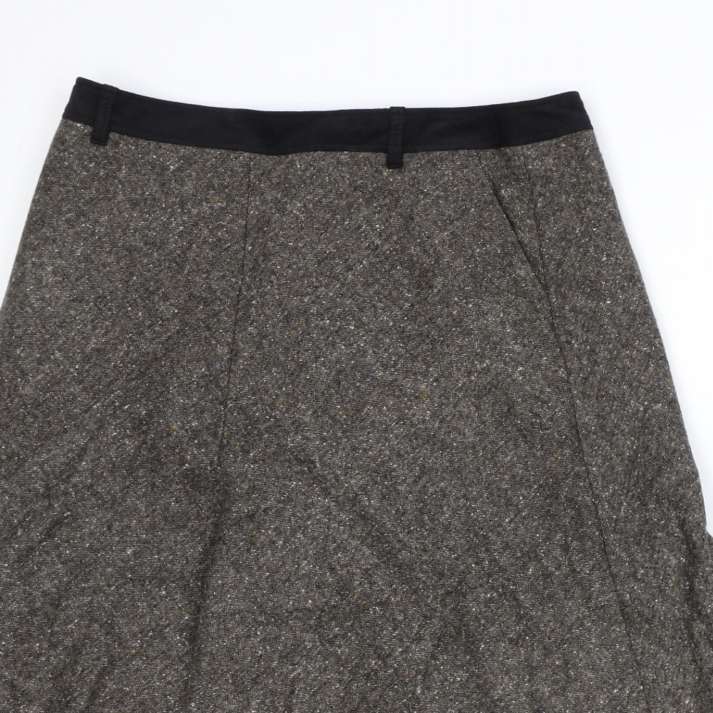 Gerry Weber Womens Brown Cotton Swing Skirt Size 12 Zip