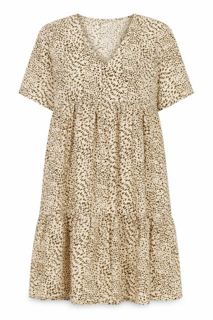SheIn Womens Brown Geometric Polyester Shift Size M V-Neck Pullover - Drop Hem