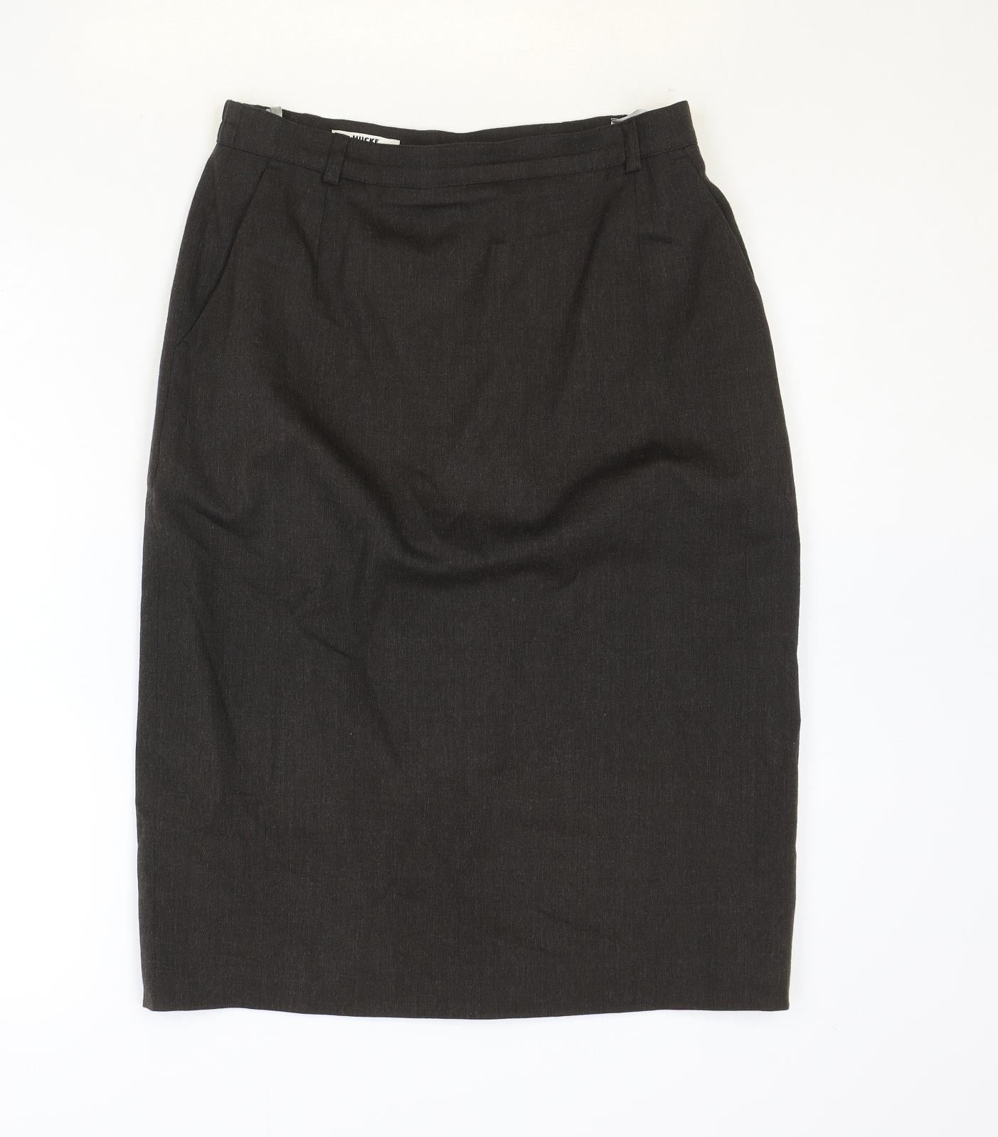 Hucke Womens Brown Wool Straight & Pencil Skirt Size 12 Zip