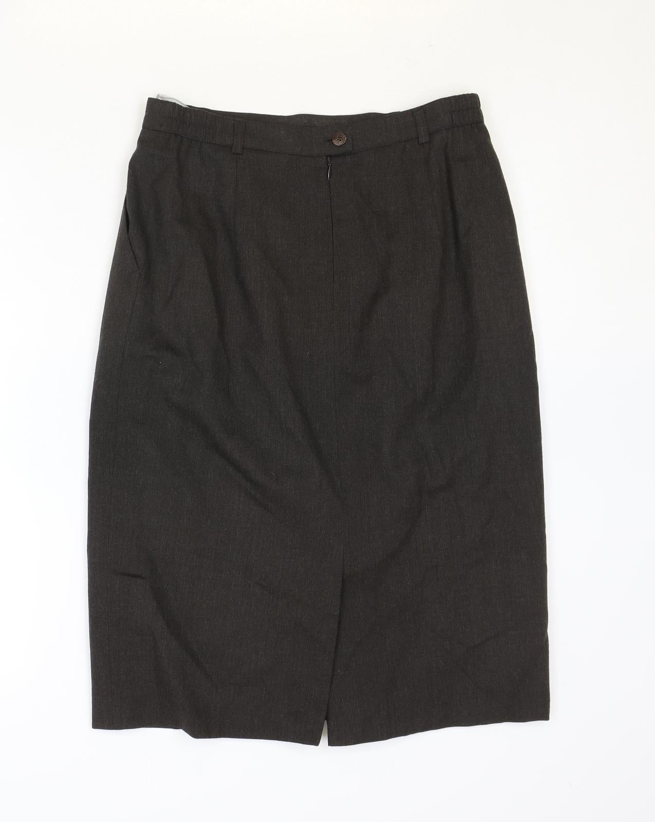 Hucke Womens Brown Wool Straight & Pencil Skirt Size 12 Zip