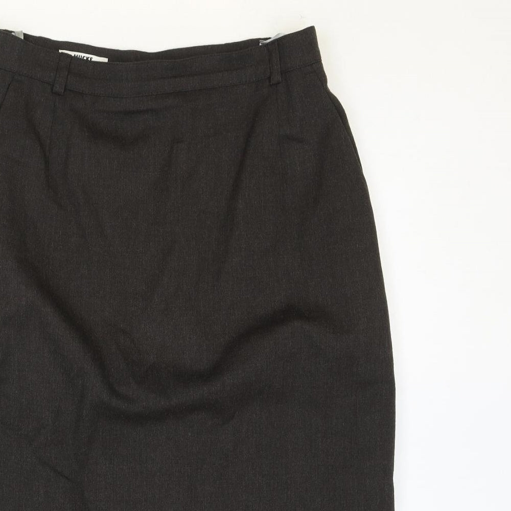 Hucke Womens Brown Wool Straight & Pencil Skirt Size 12 Zip