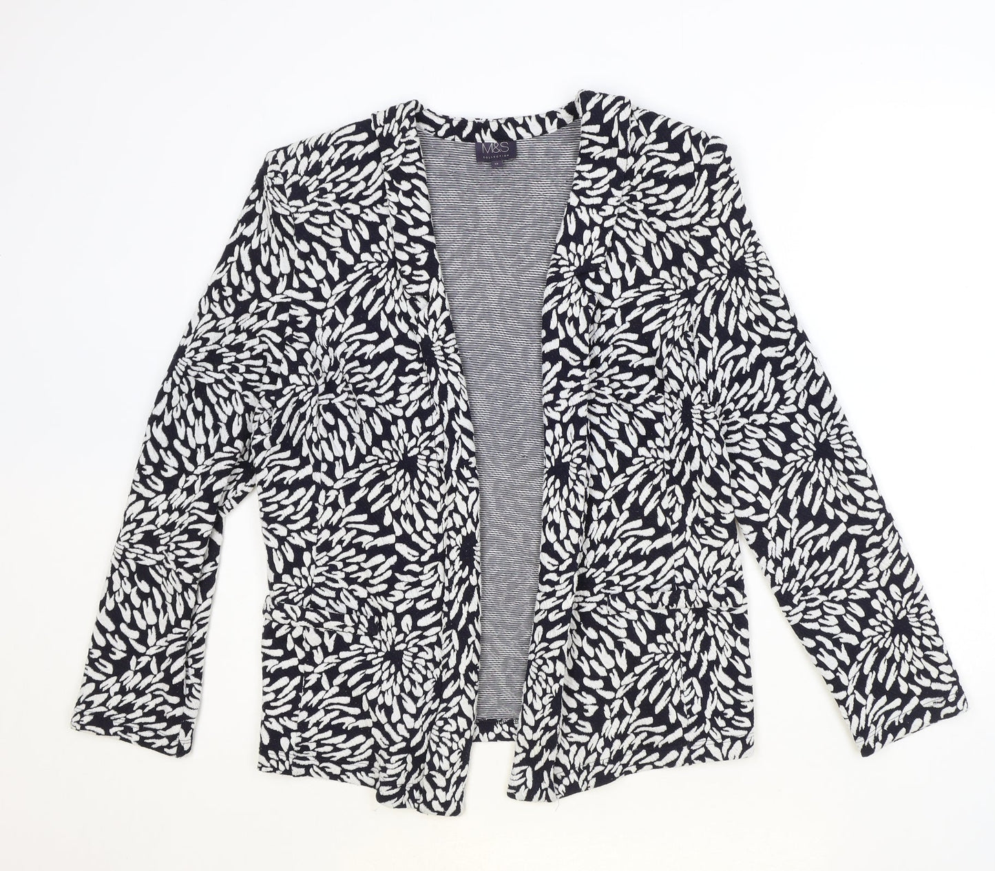 Marks and Spencer Womens Blue Floral Polyester Jacket Blazer Size 12