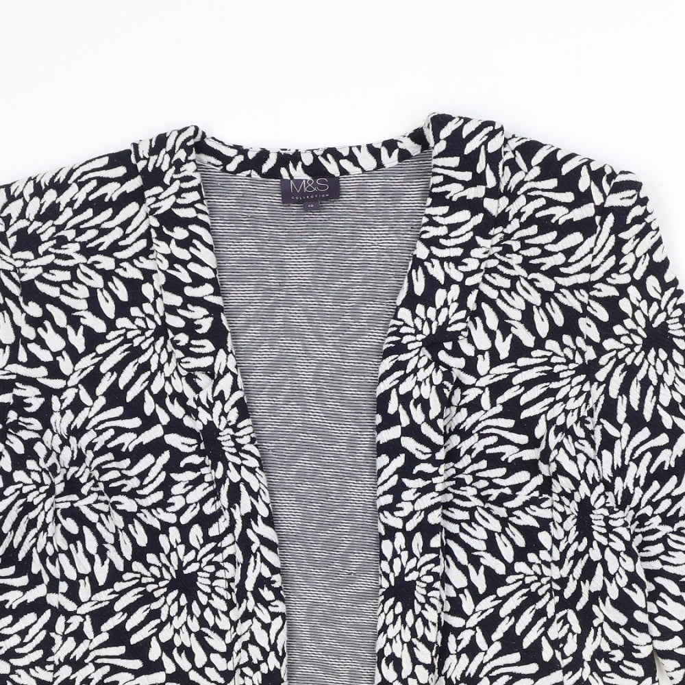 Marks and Spencer Womens Blue Floral Polyester Jacket Blazer Size 12