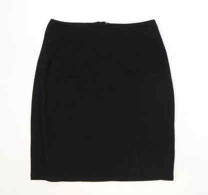 Uttam Boutique Womens Black Polyester Straight & Pencil Skirt Size 12 Zip