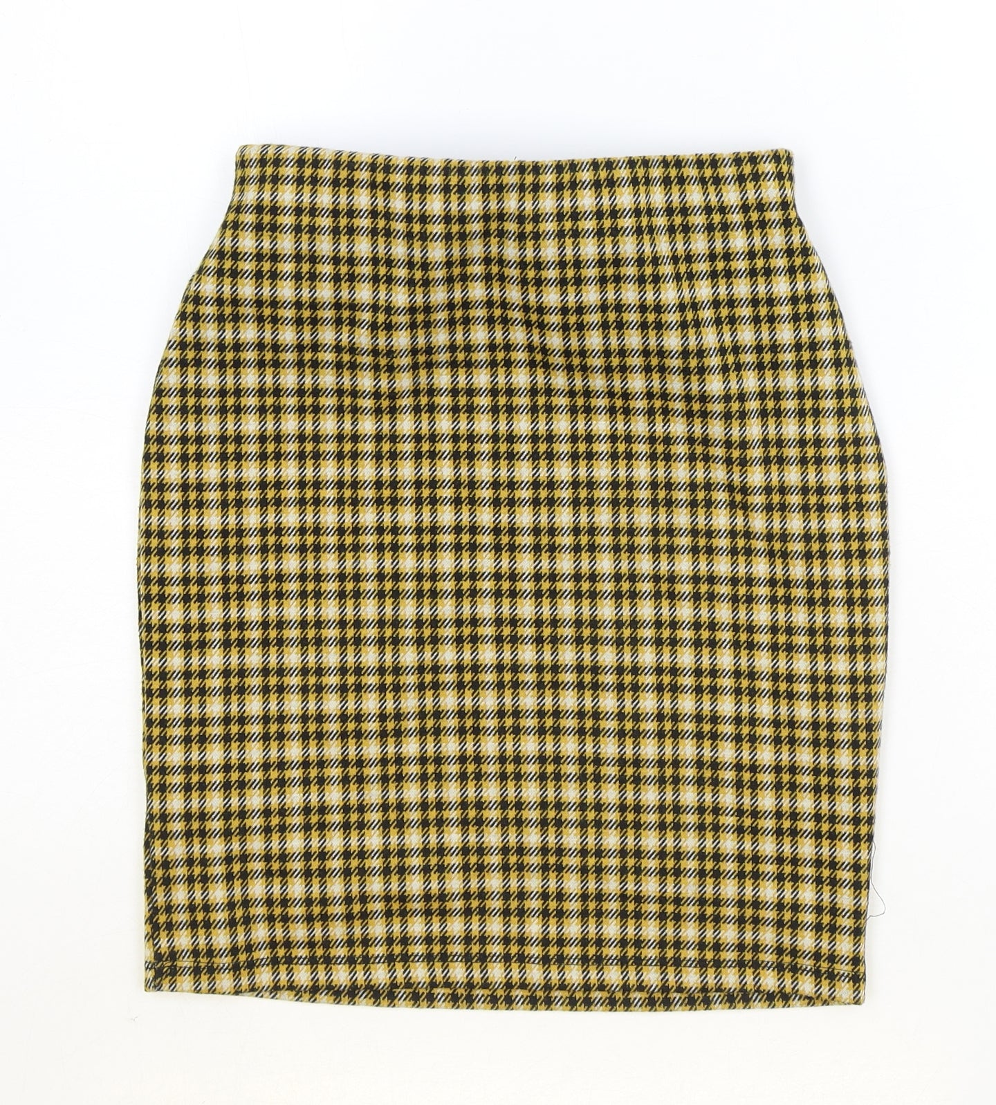 New Look Womens Yellow Plaid Polyester Straight & Pencil Skirt Size 6