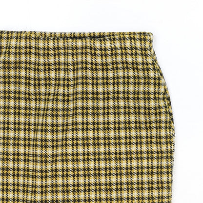 New Look Womens Yellow Plaid Polyester Straight & Pencil Skirt Size 6