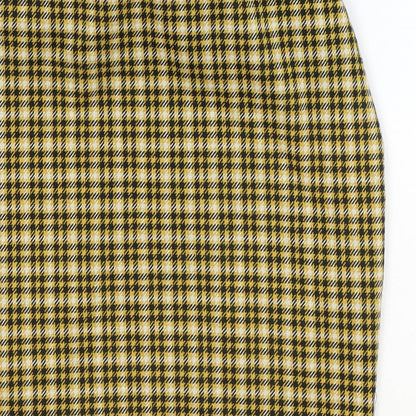 New Look Womens Yellow Plaid Polyester Straight & Pencil Skirt Size 6