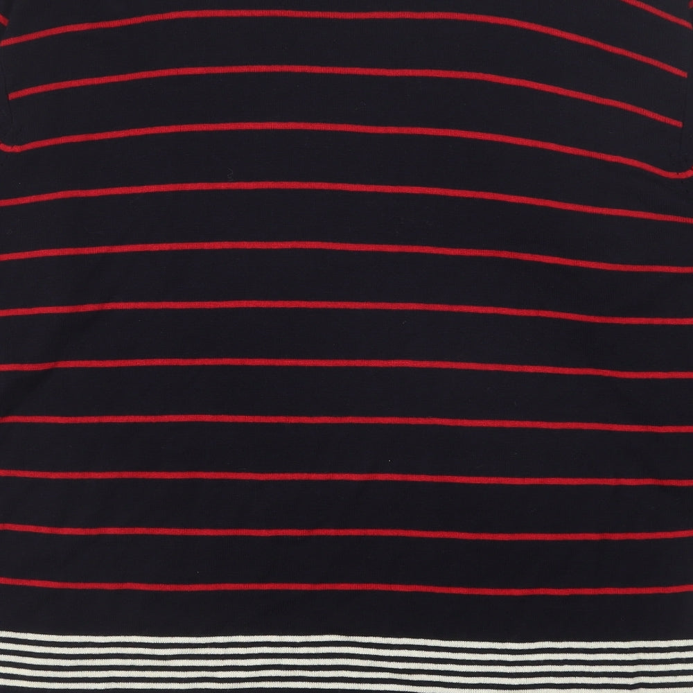 Windsor Womens Blue Round Neck Striped Acrylic Pullover Jumper Size L