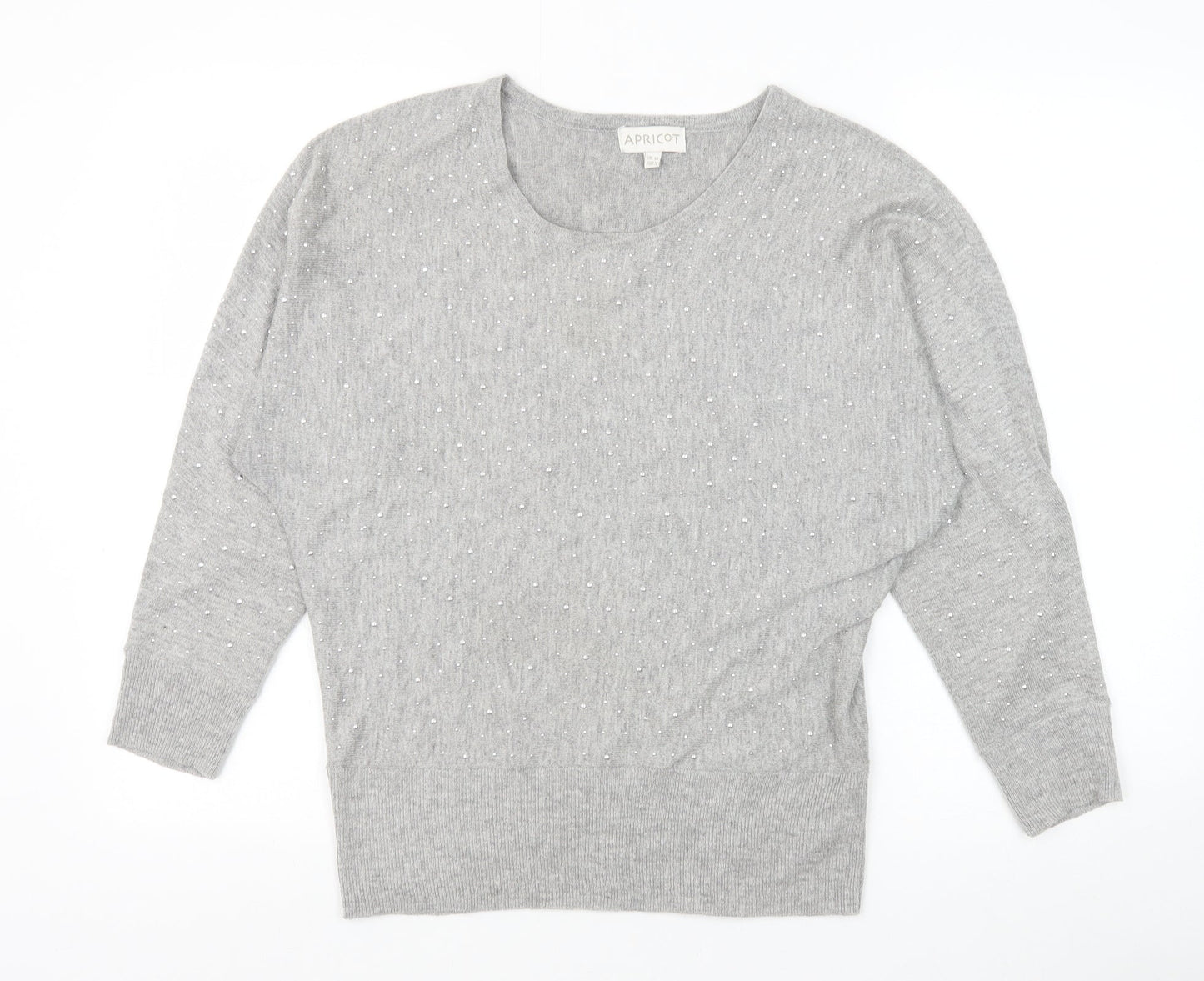 Apricot Womens Grey Round Neck Polyester Pullover Jumper Size 10