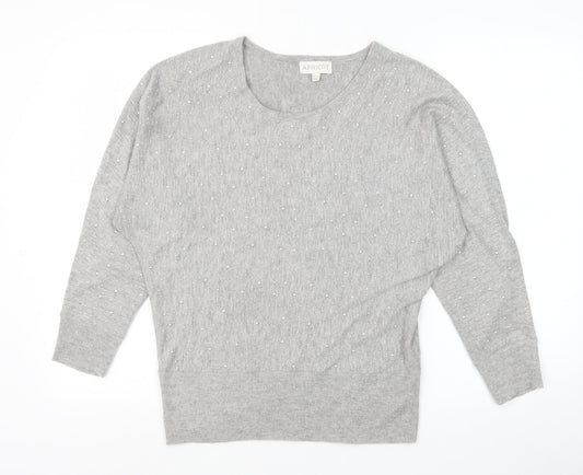 Apricot Womens Grey Round Neck Polyester Pullover Jumper Size 10