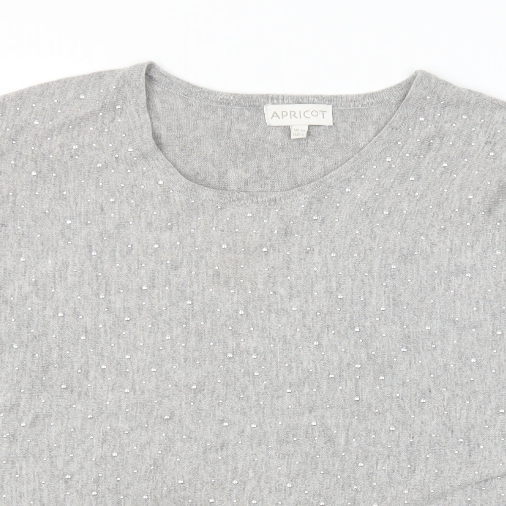 Apricot Womens Grey Round Neck Polyester Pullover Jumper Size 10