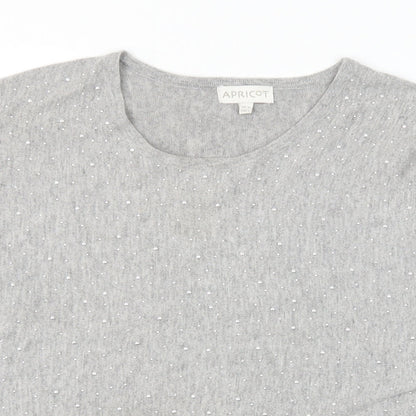 Apricot Womens Grey Round Neck Polyester Pullover Jumper Size 10