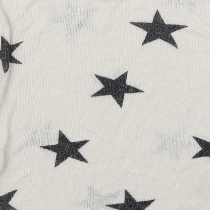 H&M Girls White Scoop Neck Geometric Viscose Pullover Jumper Size 9-10 Years Pullover - Stars