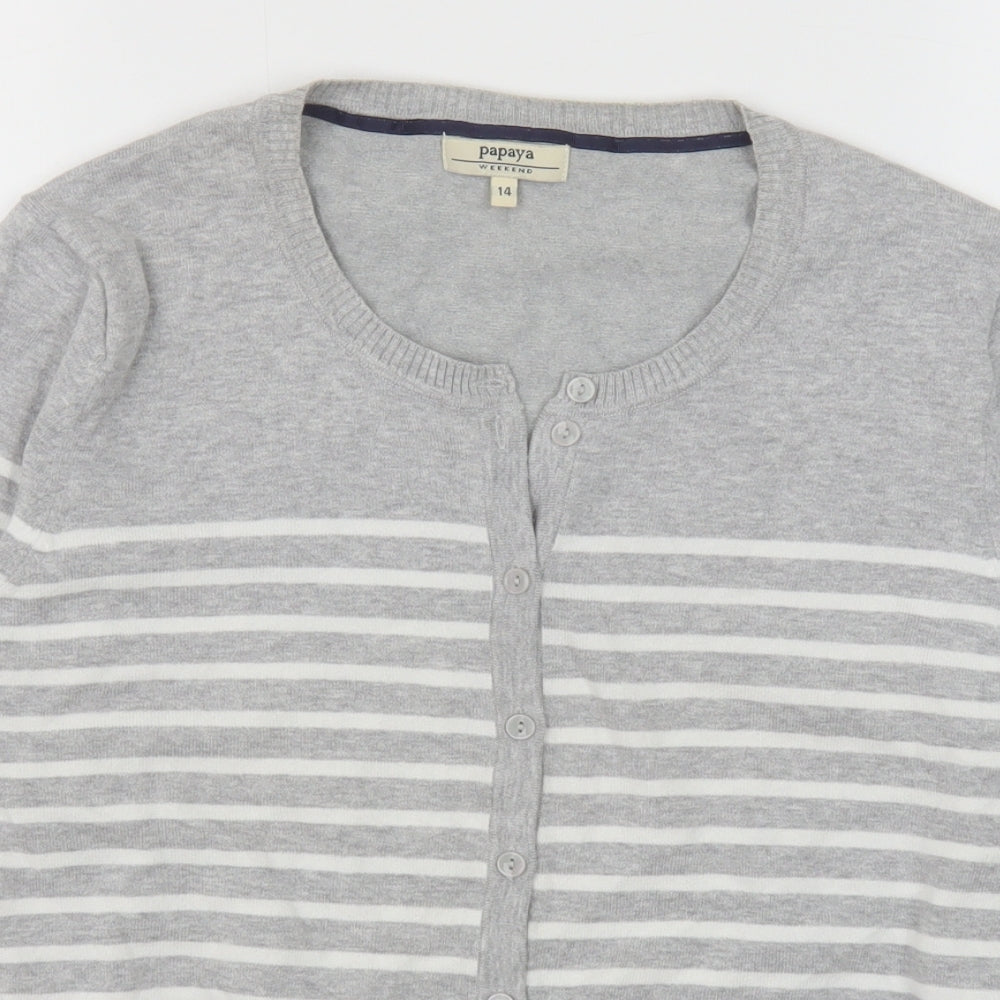 Womens UK Size 14 Papaya Grey Cardigan Jumper
