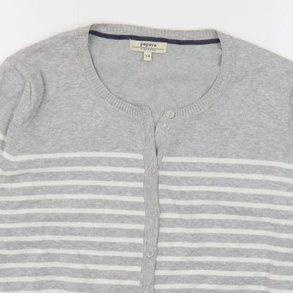 Womens UK Size 14 Papaya Grey Cardigan Jumper