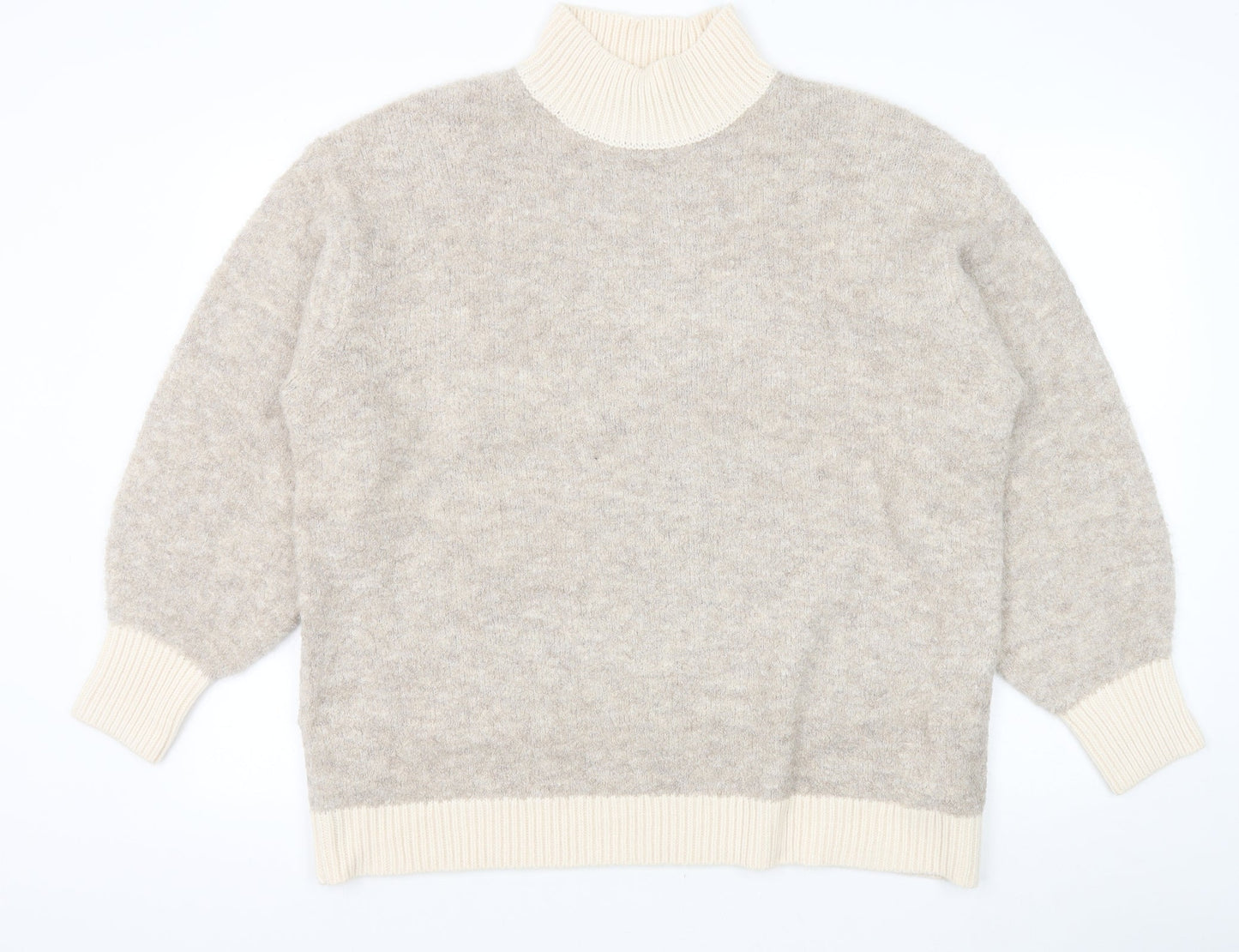 Marks and Spencer Womens Brown Mock Neck Acrylic Pullover Jumper Size L