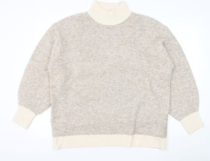 Marks and Spencer Womens Brown Mock Neck Acrylic Pullover Jumper Size L