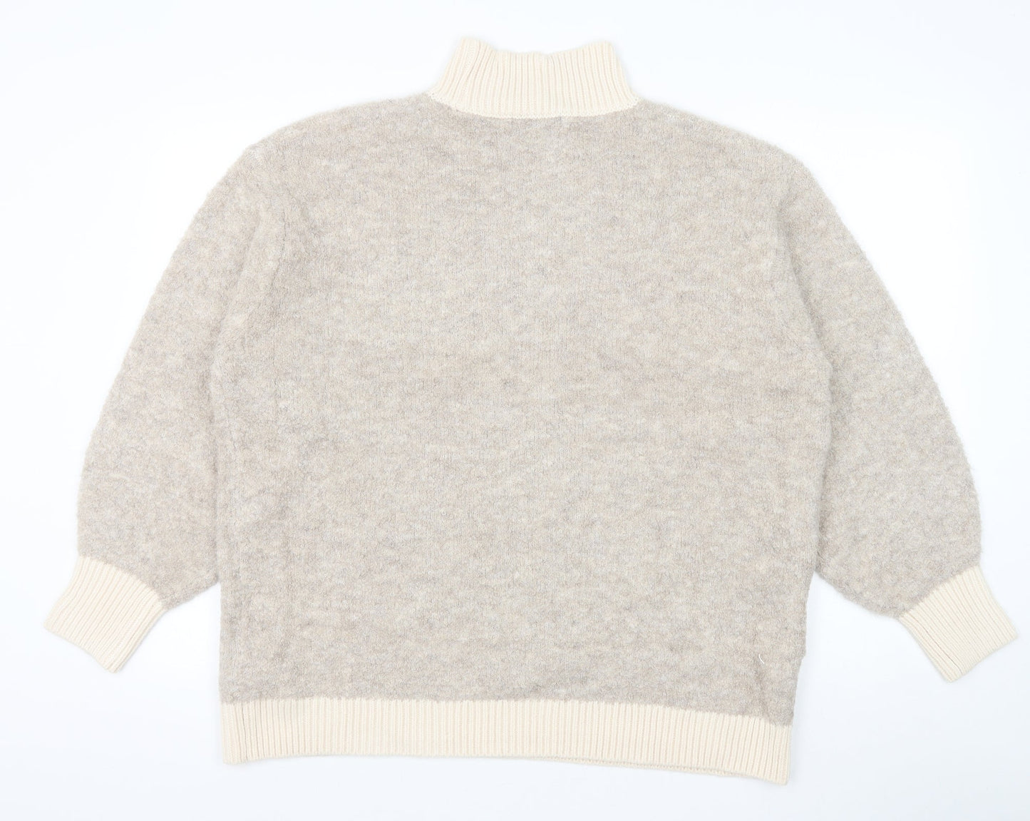 Marks and Spencer Womens Brown Mock Neck Acrylic Pullover Jumper Size L