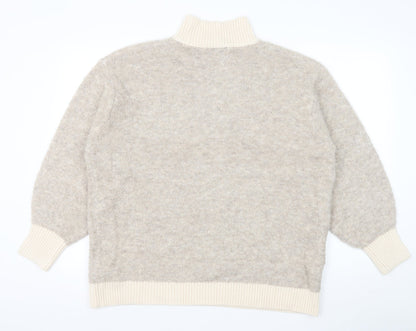 Marks and Spencer Womens Brown Mock Neck Acrylic Pullover Jumper Size L