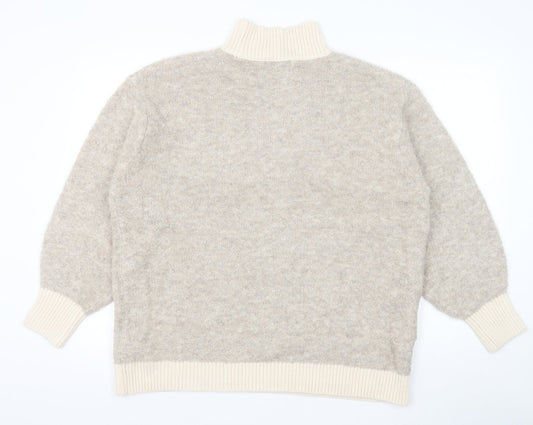 Marks and Spencer Womens Brown Mock Neck Acrylic Pullover Jumper Size L