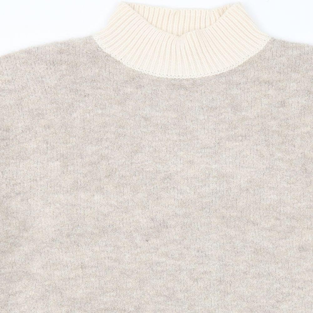 Marks and Spencer Womens Brown Mock Neck Acrylic Pullover Jumper Size L
