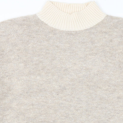 Marks and Spencer Womens Brown Mock Neck Acrylic Pullover Jumper Size L