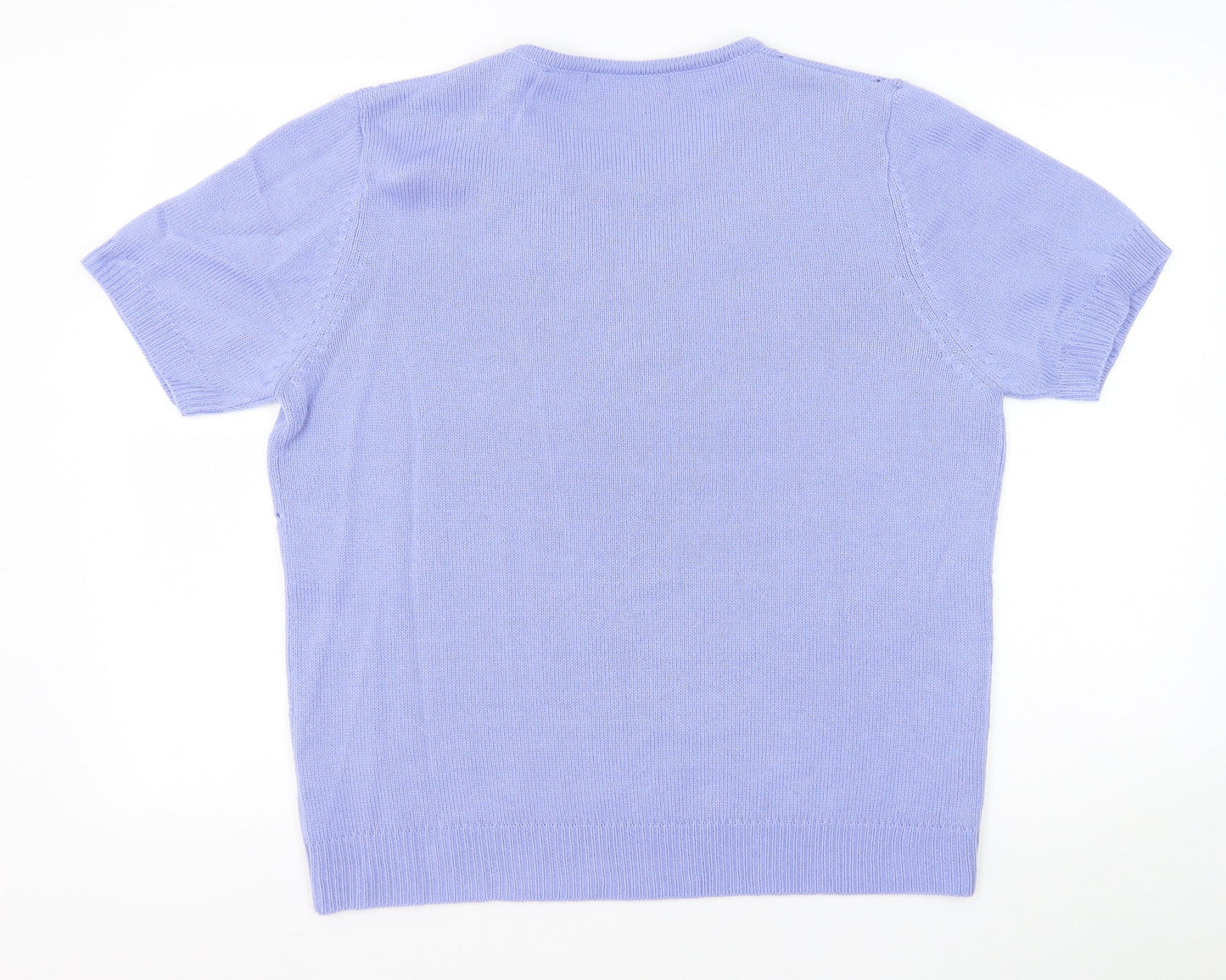 Anthology Womens Purple Crew Neck Argyle/Diamond Acrylic Pullover Jumper Size 16 Pullover