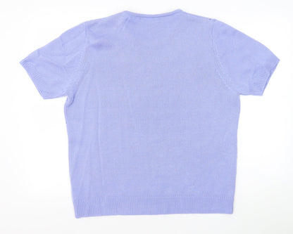 Anthology Womens Purple Crew Neck Argyle/Diamond Acrylic Pullover Jumper Size 16 Pullover