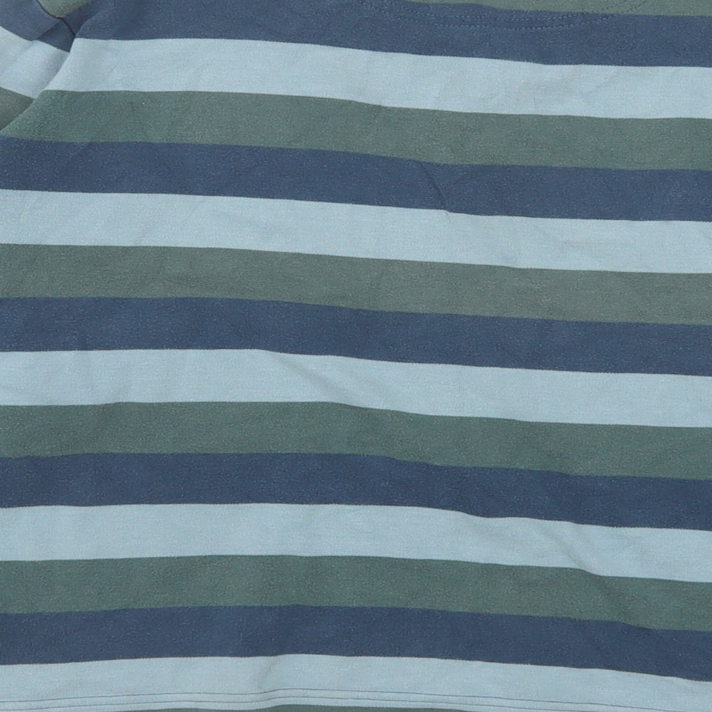 Geox Boys Blue Striped 100% Cotton Basic Polo Size 12 Years Collared Button