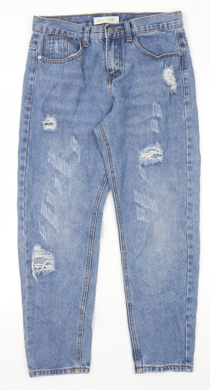 Urban Mist Womens Blue Cotton Tapered Jeans Size 8 Regular Zip