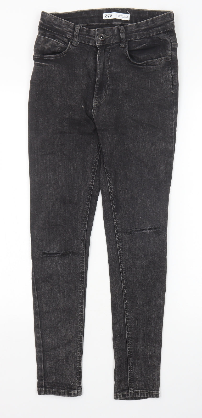 Zara Womens Black Cotton Skinny Jeans Size 10 Slim Zip