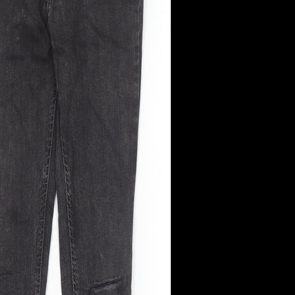 Zara Womens Black Cotton Skinny Jeans Size 10 Slim Zip