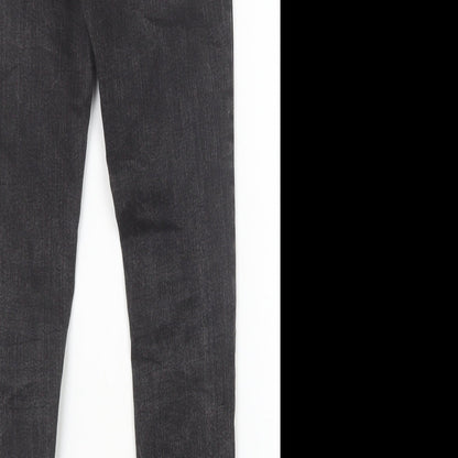 Zara Womens Black Cotton Skinny Jeans Size 10 Slim Zip