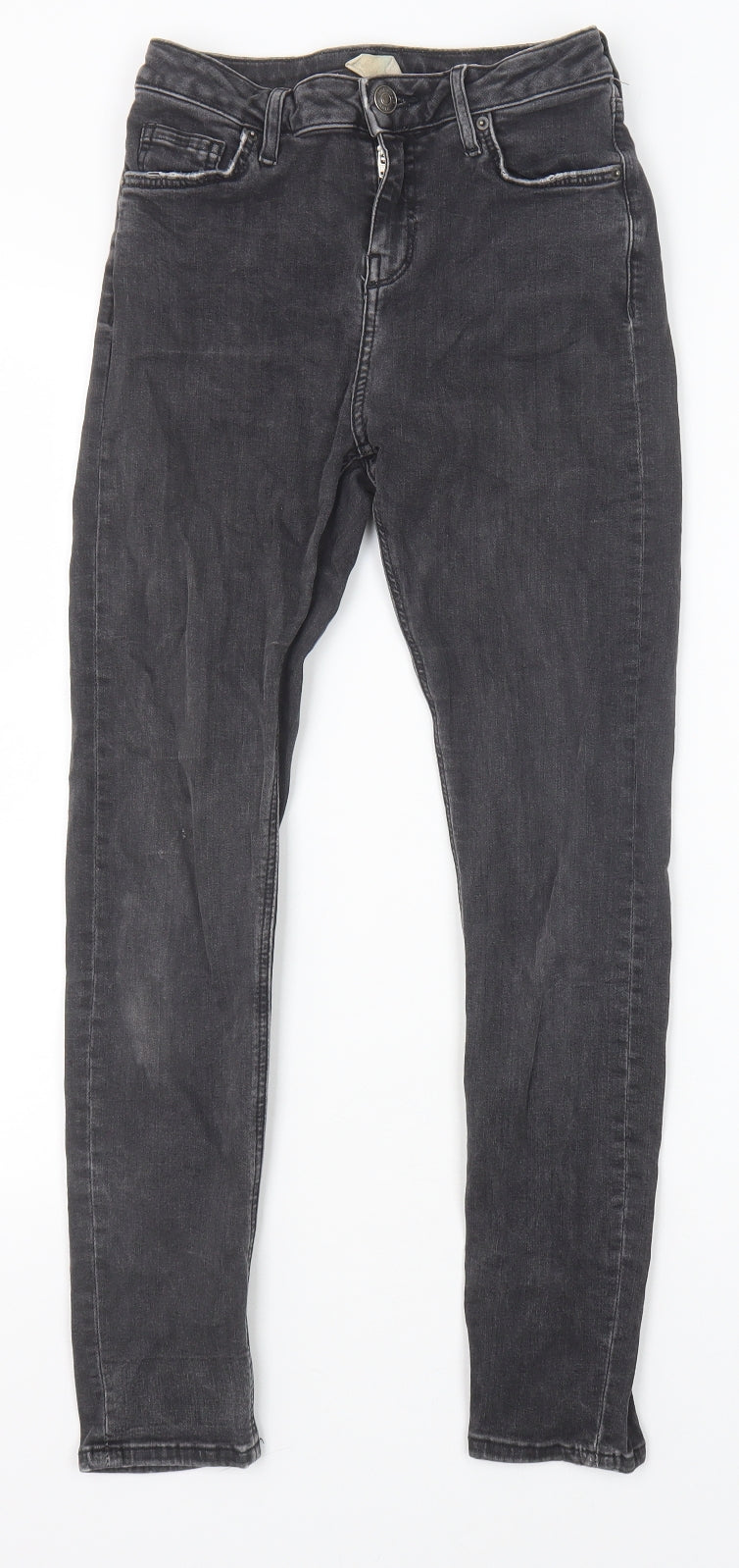 Topshop Womens Black Cotton Skinny Jeans Size 26 in Slim Zip
